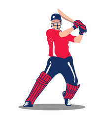 Fototapeta na wymiar The cricket player with cricket bat in his hands - Vector