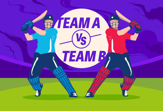The cricket players with cricket bat in his hands - Vector