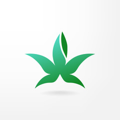 Simple plant leaf logo design. Vector image.