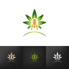 Simple clean logo design. Combination of nature and music signs. Vector image.