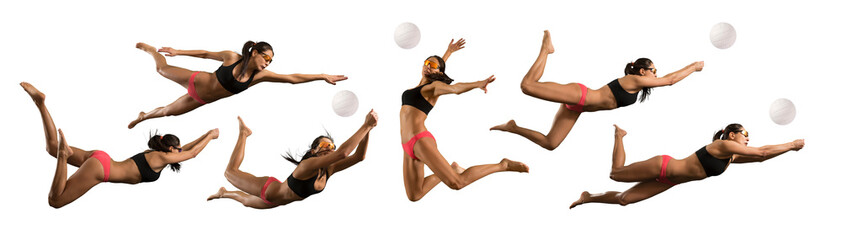 Woman volleyball beach player in action