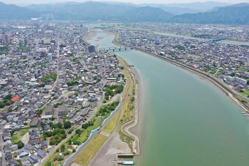 Fototapeta premium Local cities along the big river