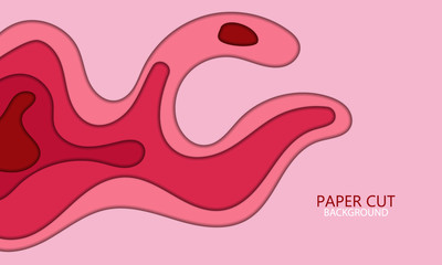  Abstract background cut paper pink design