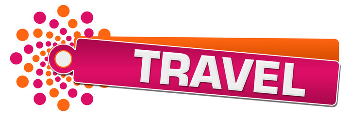 Travel Pink Orange Circular Label 