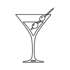 Cocktail glass line art design on white background