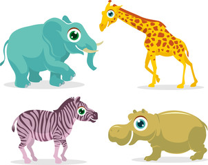 Safari Animals, Cartoon Style Vector Bundle