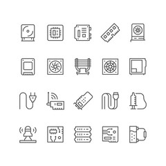 Set line icons of computer components