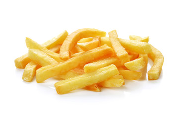a pile of french fries isolated on white