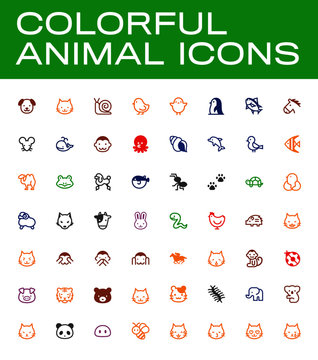 Isolated Cute Animal Vector Emojis, Emoticons, Flat Icons