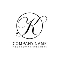 Letter K script initial luxury Logo design Vector