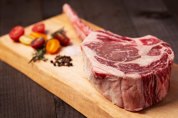Bone-in Tomahawk Ribeye Steak angled