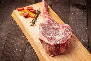 Bone-in Tomahawk Ribeye Steak angled