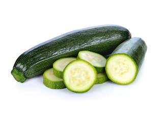 green zucchini vegetables isolated on white