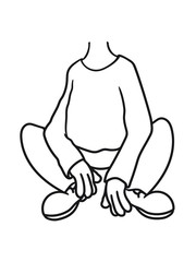 clipart körper ohne kopf sitzend russische pose comic cartoon design cool lustig mann hocke