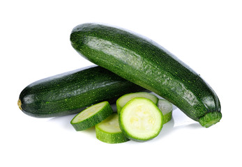 green zucchini vegetables isolated on white