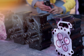 Technicians are repairing the machine.