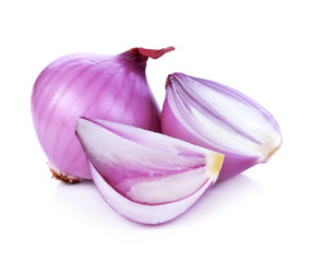 Red onion and isolated on white background