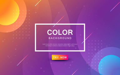 Trendy geometric background. Modern orange and blue gradient fluid design layout for banner or poster.