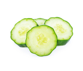 Fresh slice cucumber on white background