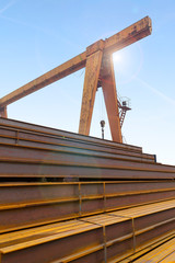 Steel stack together and port crane