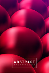 Creative abstract background with pink glossy 3d balls.