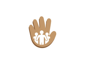 Fototapeta na wymiar People and family for logo Design illustration, team and group in a hand shape help icon