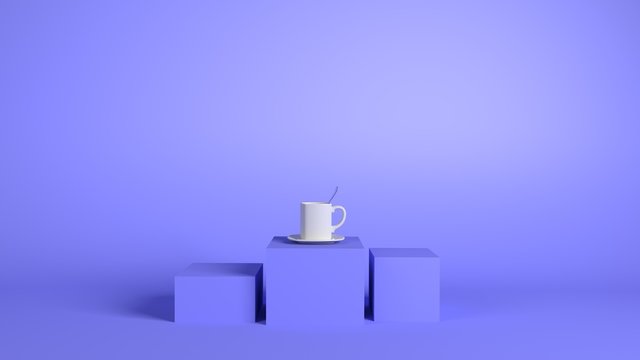 Taza con cuchara y fondo de color