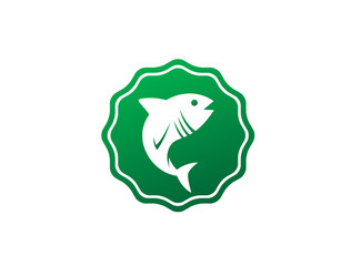 tona blue fish in symbol design illustration, tuna marine life icon in the shape