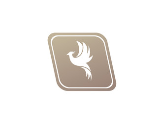 Phoenix flying bird and eagle open wings Logo Design illustration in the shape