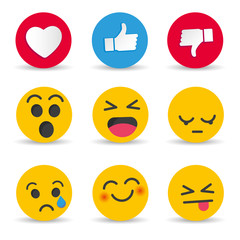 Set of Emoticon social media reactions