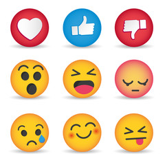 Set of Emoticon social media reactions