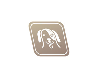 smiling and happy dog open mouth and show tongue out for logo design illustration in a shape