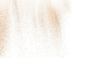 Explosion of brown powder on white background.