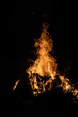Night campfire with available space at left side.