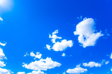 Fototapeta na wymiar Blue sky with clouds and sun