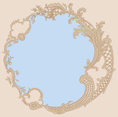 Frame Baroque curls of art Nouveau mirror floral motifs leaves pretentiousness elite style noble Baroque classicism