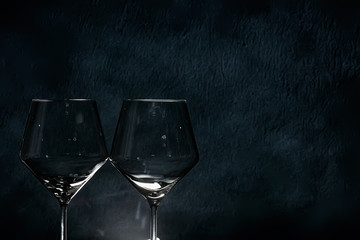 empty glasses gray background