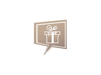 Gift box and surprise for logo design illustration in chat icon