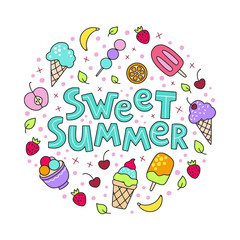 Sweet summer hand drawn vector lettering