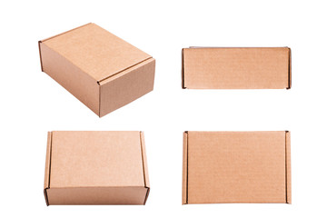Isolated brown carton cardboard boxes