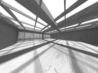 Dark concrete empty room. Modern architecture design