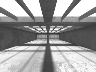 Dark concrete empty room. Modern architecture design