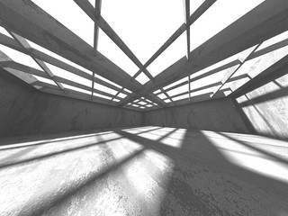 Dark concrete empty room. Modern architecture design