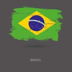 Brazil colorful brush strokes painted national country flag icon. Painted texture..