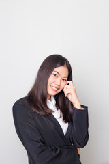 Fototapeta na wymiar Business asian smart women in black suit