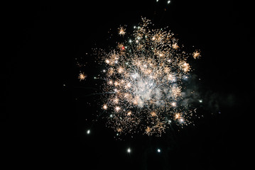 Fireworks in the night sky. Multicolored fireworks at night