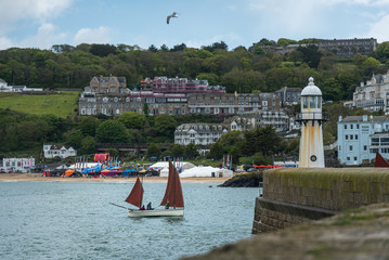 Fototapeta na wymiar St Ives bay and sail boat