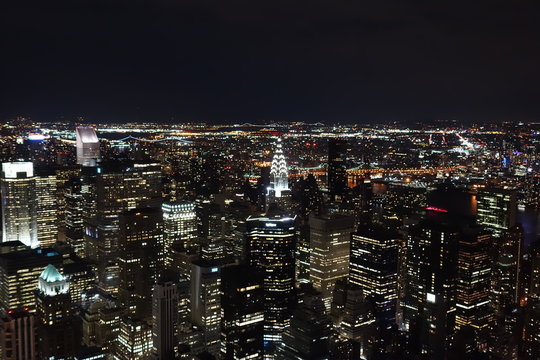 vista nocturna de ciudad de nueva york