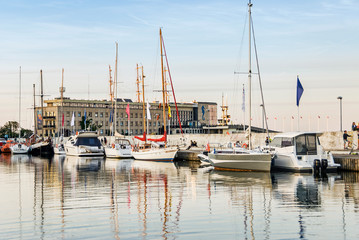 Fototapeta premium Yachts and sailboats in marina dock port