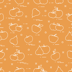 Apples and pears juicy fruit. Seamless pattern.